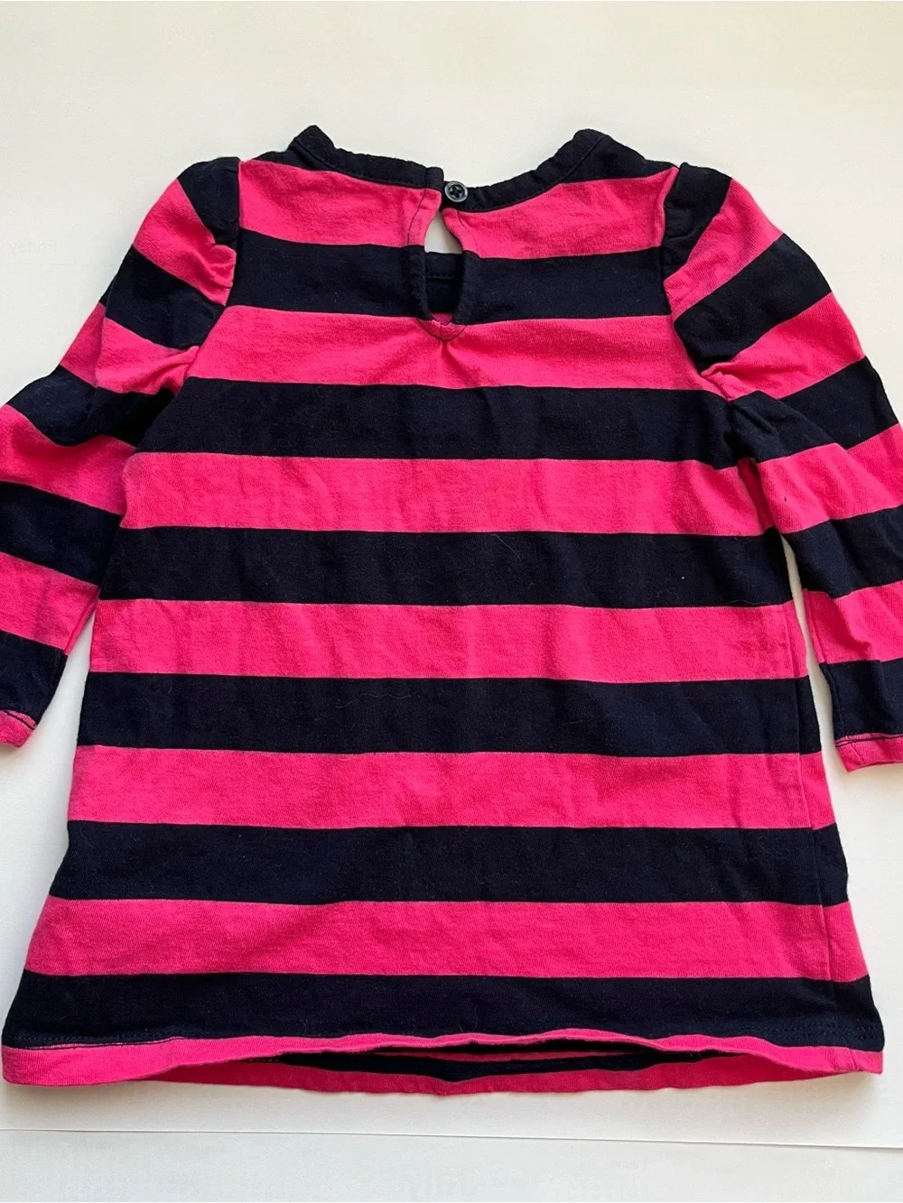 GAP Girls Hot Pink & Navy Striped Long Sleeve Tee